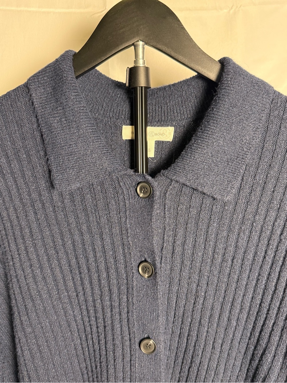Treasure & Bond Navy Ribbed Button-Front Cardigan - Picture 2 of 5